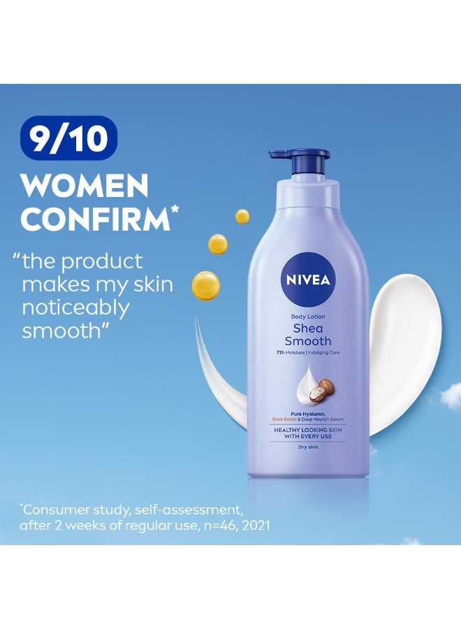 NIVEA Shea Smooth 400ml Body Lotion | 72 H Moisturization | With Deep Moisture Serum & Shea Butter | Non Greasy & Healthy Looking Skin - Image 3